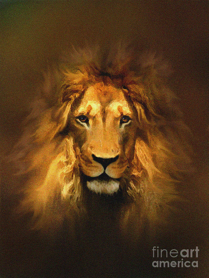 Wildlife Painting - Golden King Lion by Robert Foster