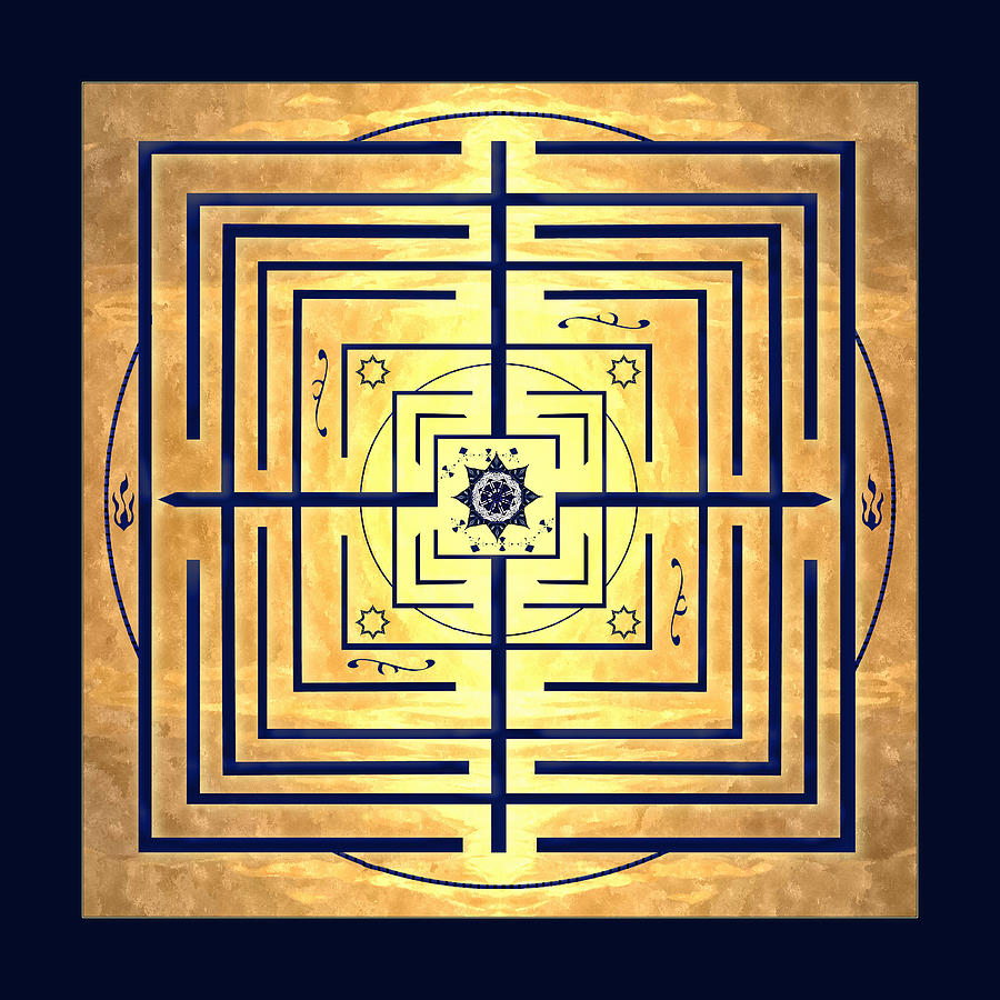 Golden Knowledge Labyrinth Digital Art by Deborah Smith