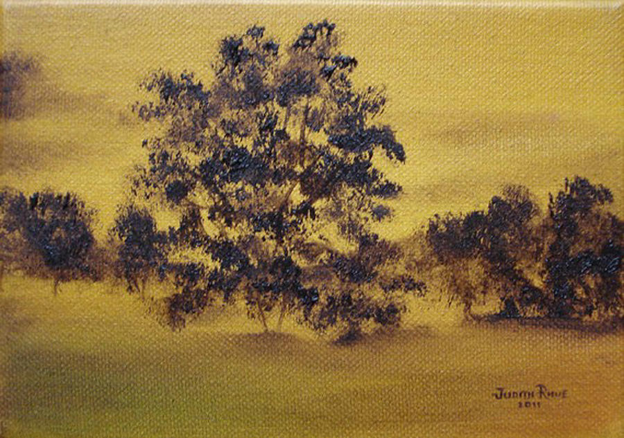 Golden Landscape Painting by Judith Rhue