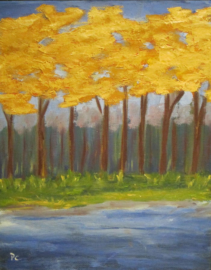 Tree Painting - Golden Leaves by Patricia Cleasby