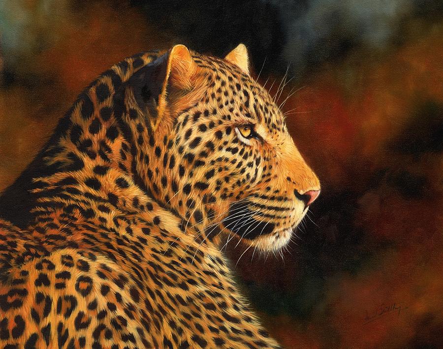 Golden Leopard Painting by David Stribbling