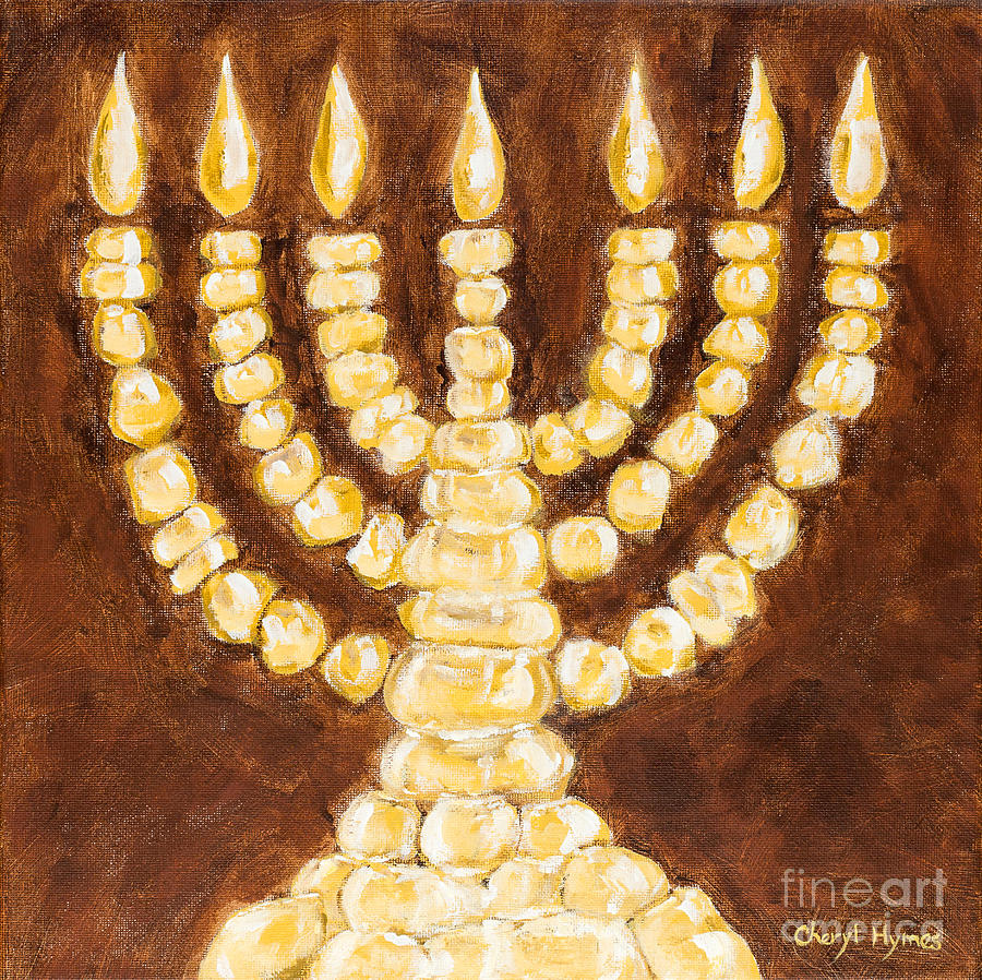 Golden Light Menorah Painting - Golden Light Menorah Fine Art Print