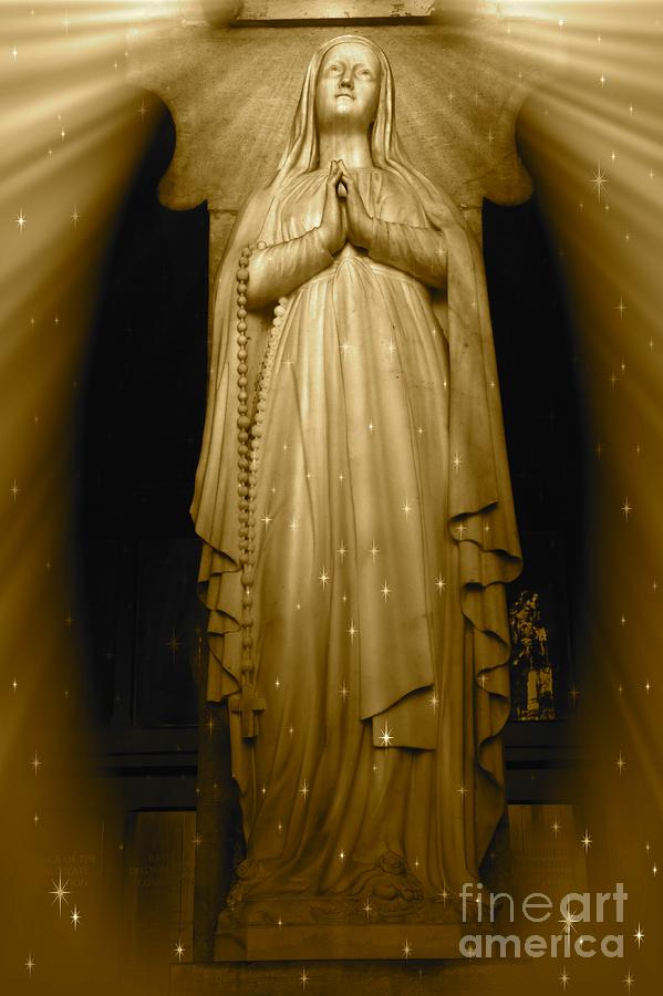 Lourdes Photograph - Golden Light of Our Lady of Lourdes by Carol Groenen