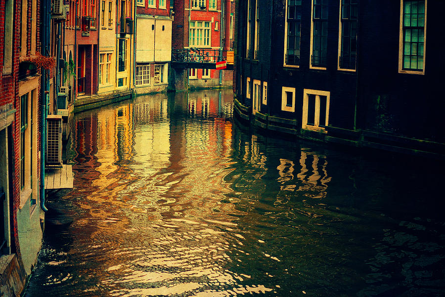 Golden Light on Amsterdam Canal Photograph by Jenny Rainbow