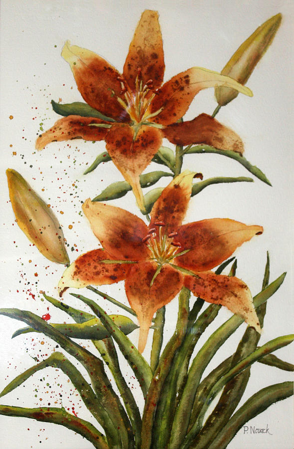Golden Lilies Painting by Patricia Novack