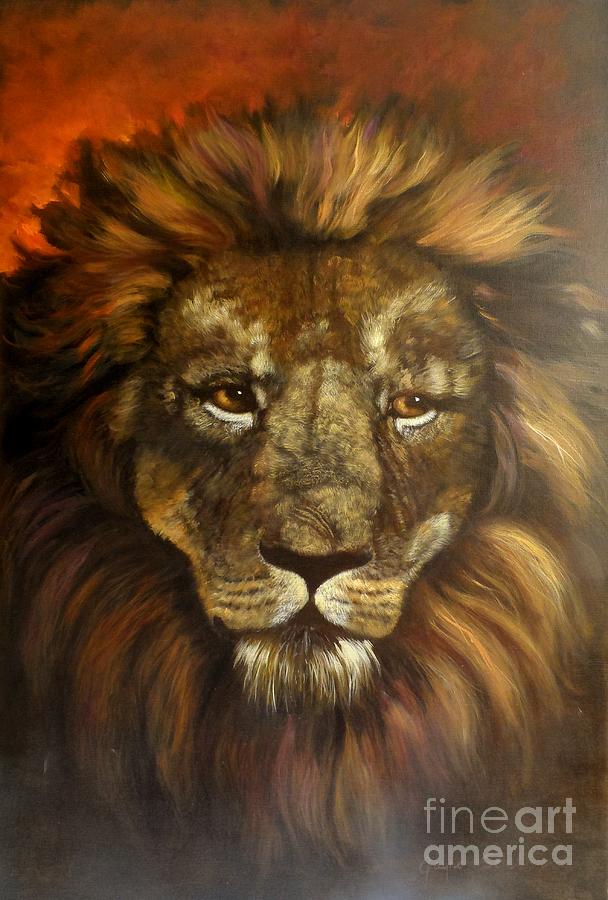 Lion Painting - Golden Lion by Jayne Schelden