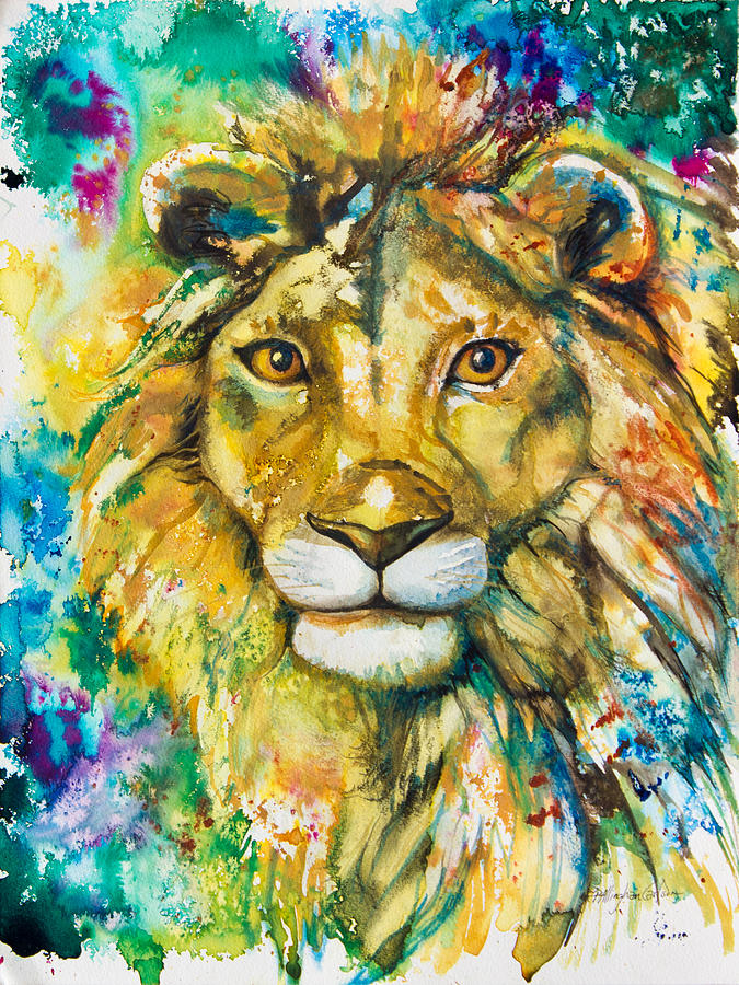 Golden Lion Painting by Patricia Allingham Carlson