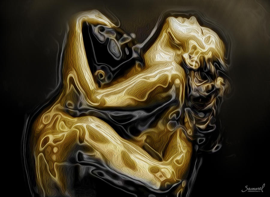 Golden love hug. is a painting by Samarel which was uploaded on December 7t...
