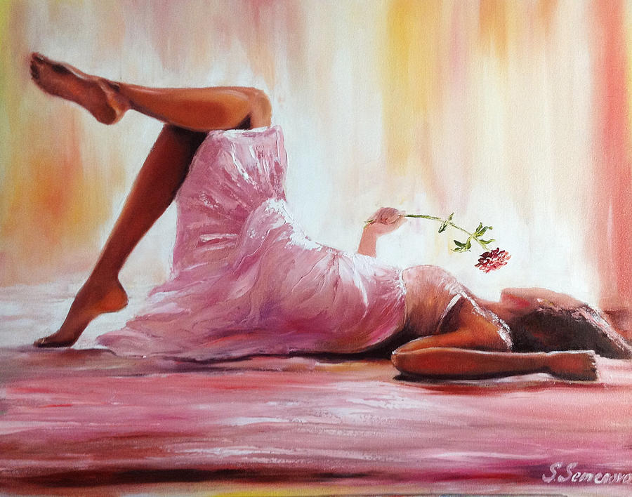 Rose Painting - Lady with a Rose by Svetlana Semenova