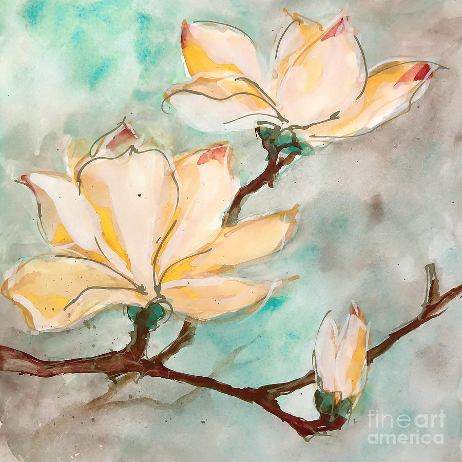 Golden Magnolias 4 Painting by Chris Paschke