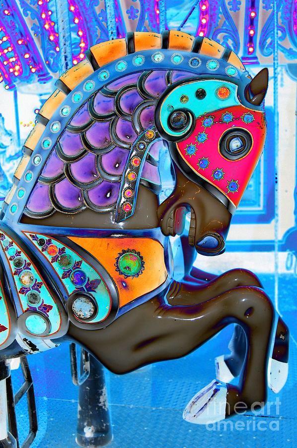 Golden Mane Carousel Horse Digital Art by Patty Vicknair