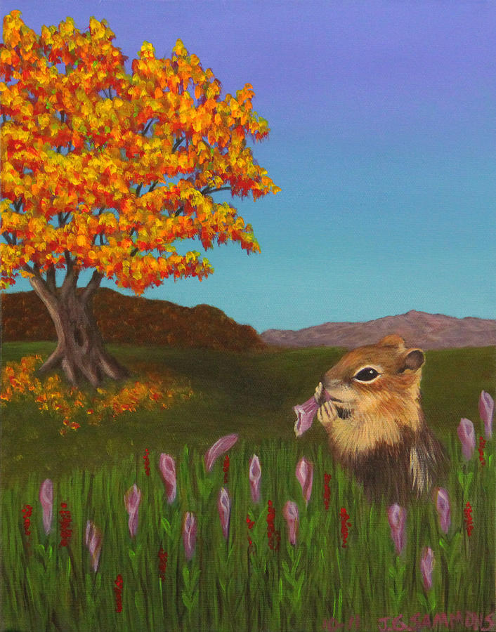 Golden Mantled Squirrel Painting by Janet Greer Sammons