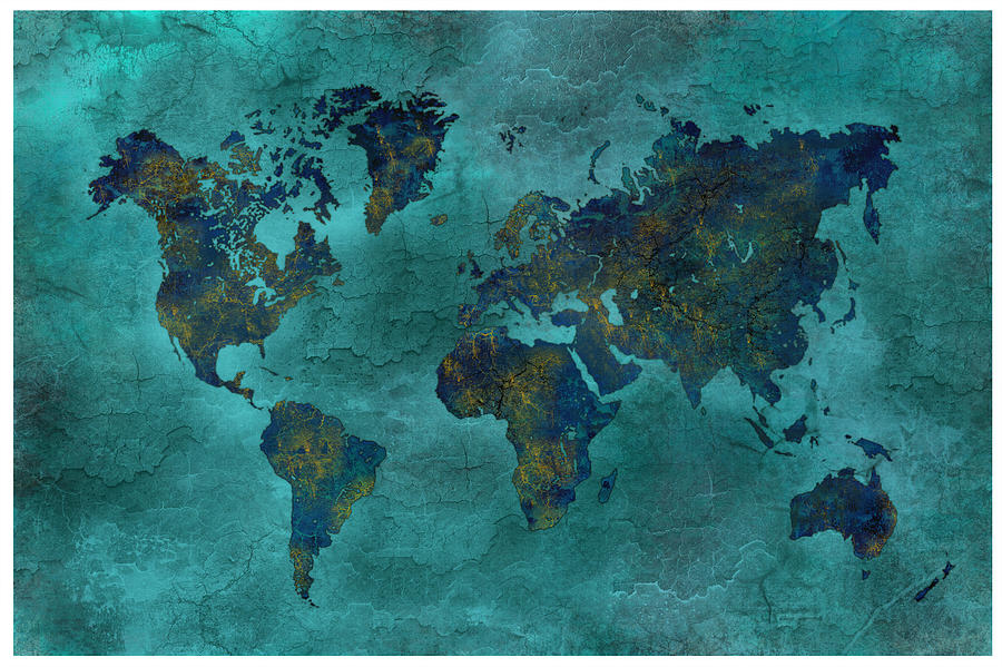 Golden Map Of The World Digital Art by Ethan Rahimi - Fine Art America