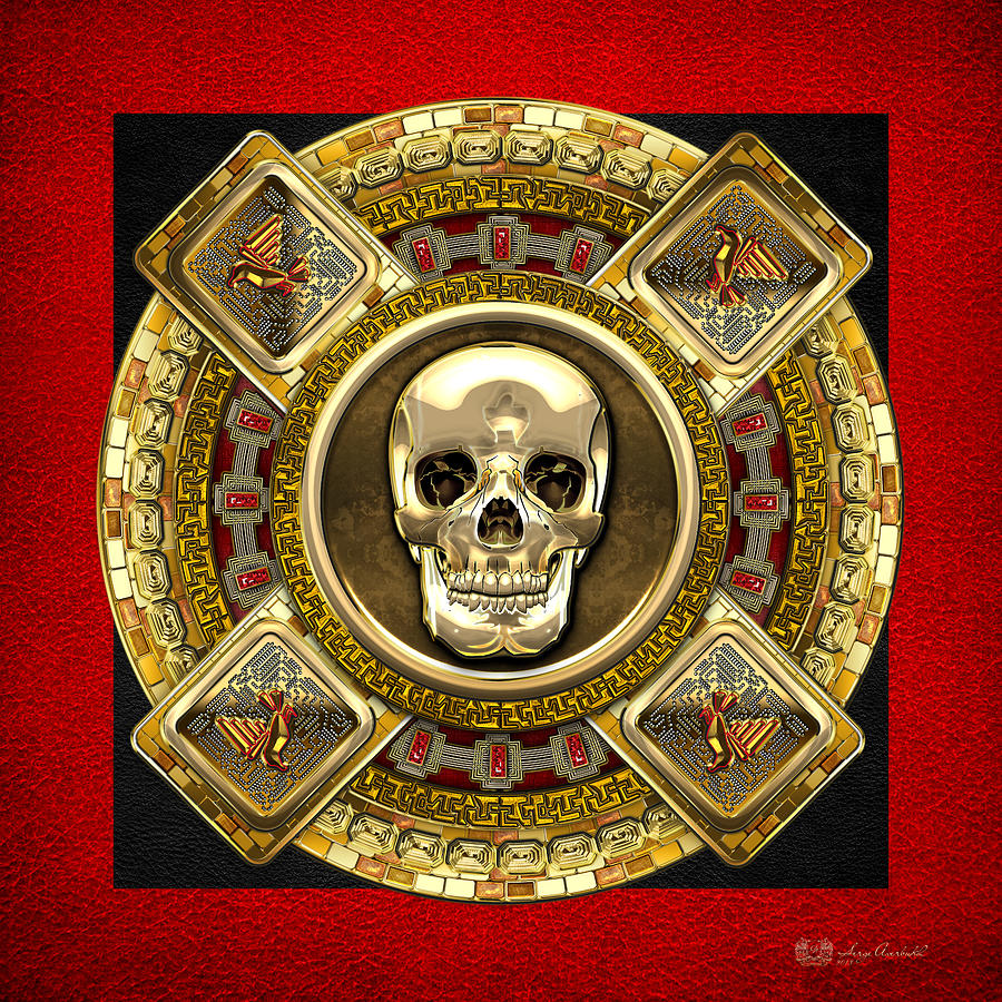 Golden Mictlantecuhtli - Aztec God of Death Digital Art by Serge Averbukh