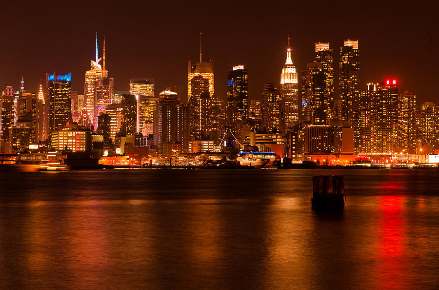Golden New York Skyline Photograph by Mitchell R Grosky