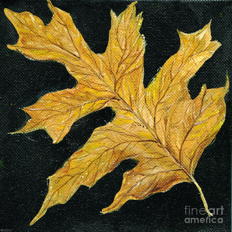 Golden Oak Leaf Painting by Lizi Beard-Ward