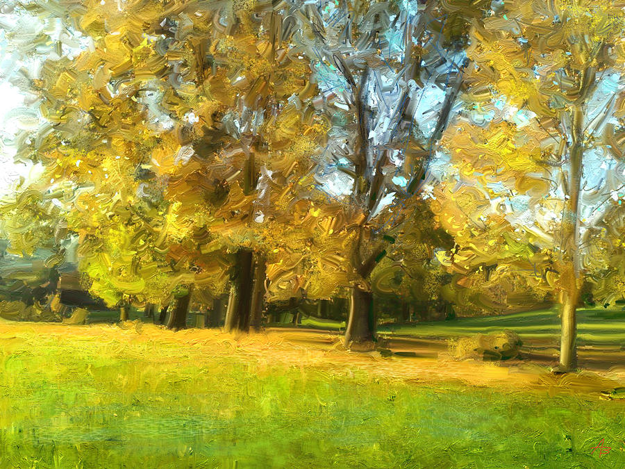 Golden October Painting by Angie Braun