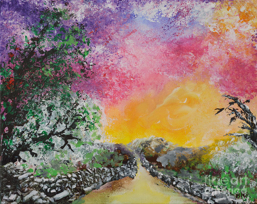 Sunset Painting - Golden Path by Alys Caviness-Gober