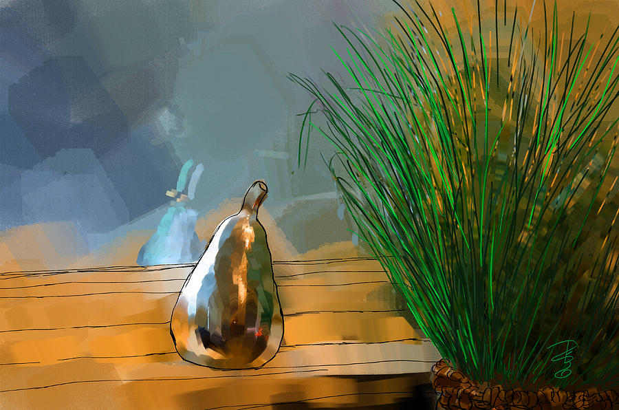 Golden pear Digital Art by Debra Baldwin