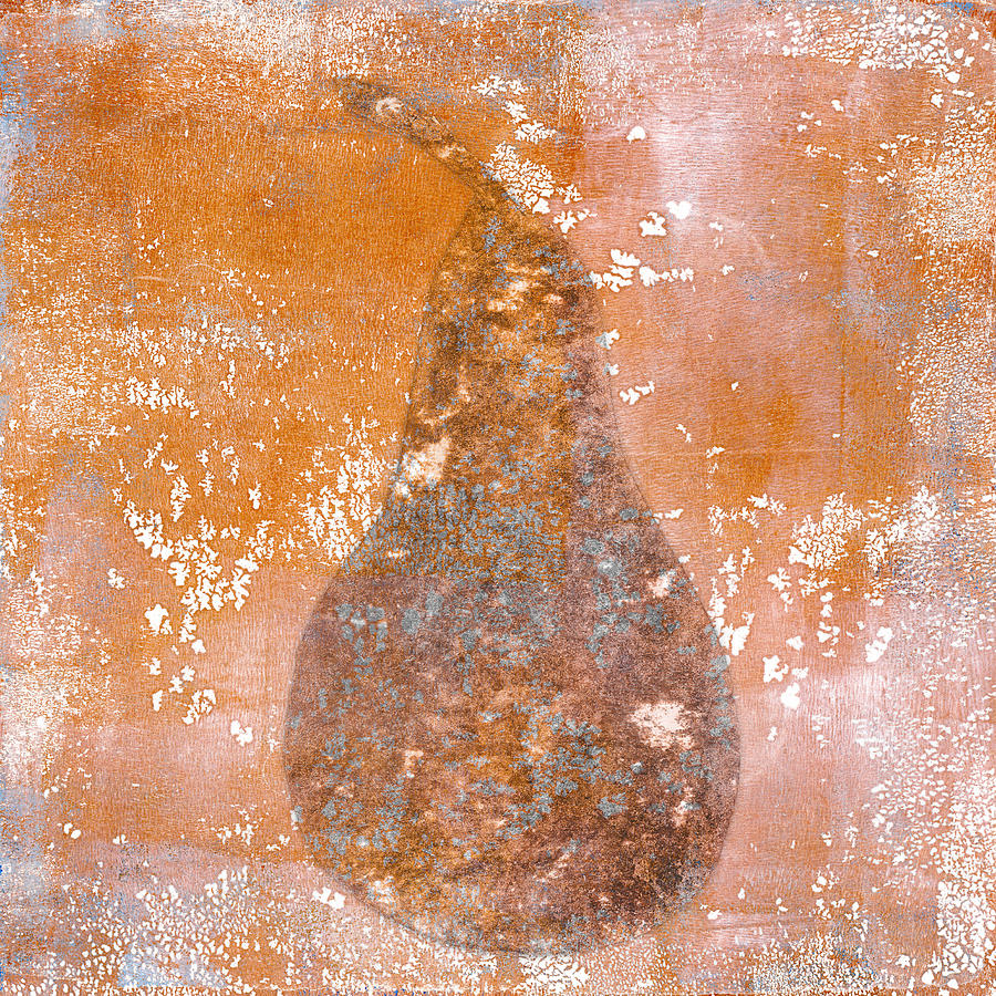 Still Life Painting - Golden Pear Pink Monoprint by Carol Leigh