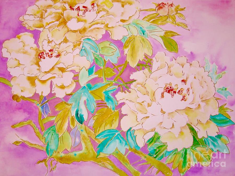 Peonies Painting - Golden Peonies by Krysia Gallien Peonies Painting - Golden Peonies by Krysia Gallien