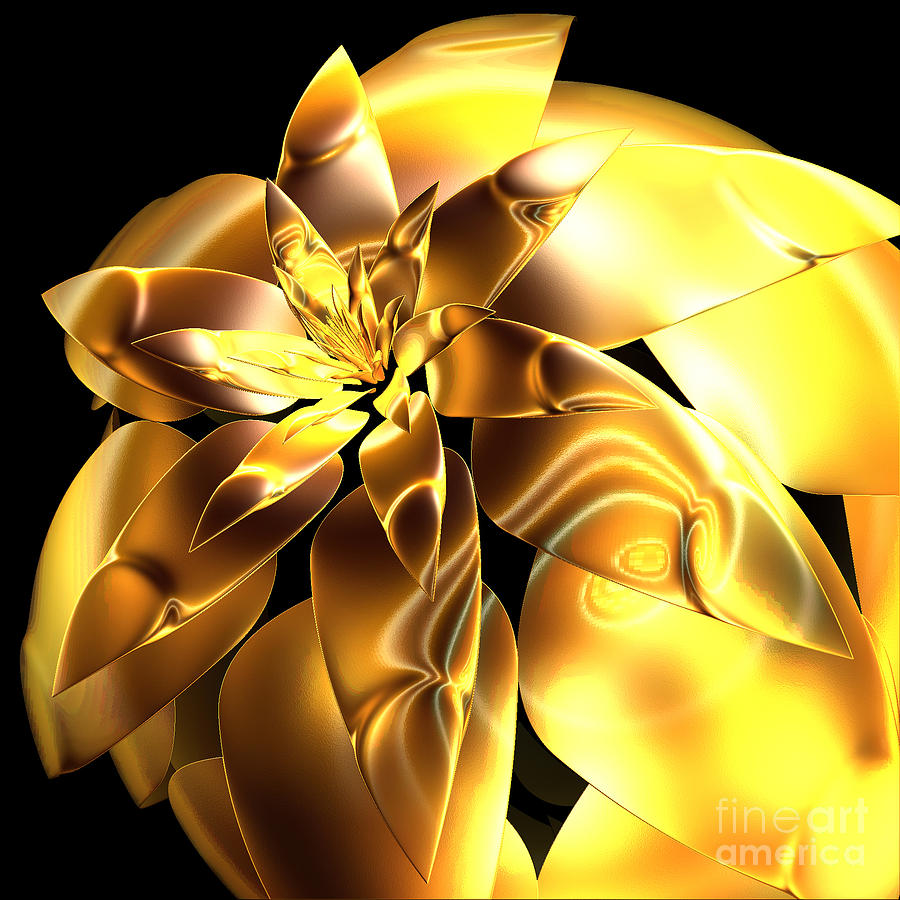 Abstract Digital Art - Golden Pineapple by jammer by First Star Art