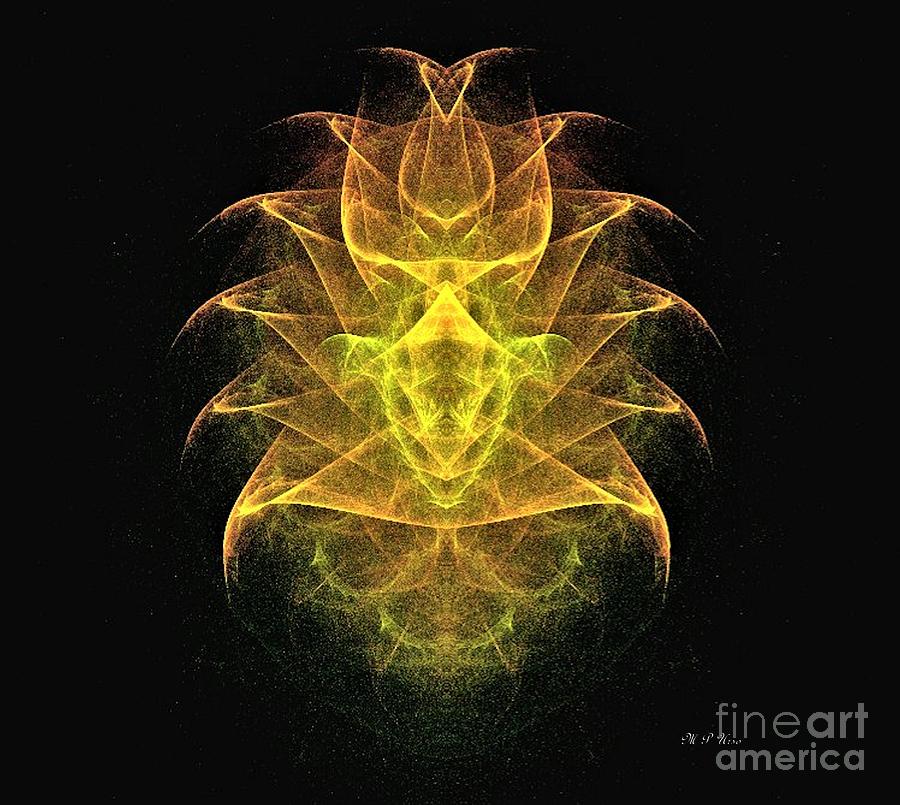 Golden Pineapple - Fractal Digital Art by Maria Urso
