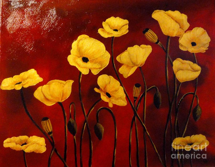 Golden Poppies Painting by Carol Avants