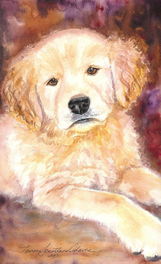 Dog Painting - Golden Puppy by Tamara Scantland Adams