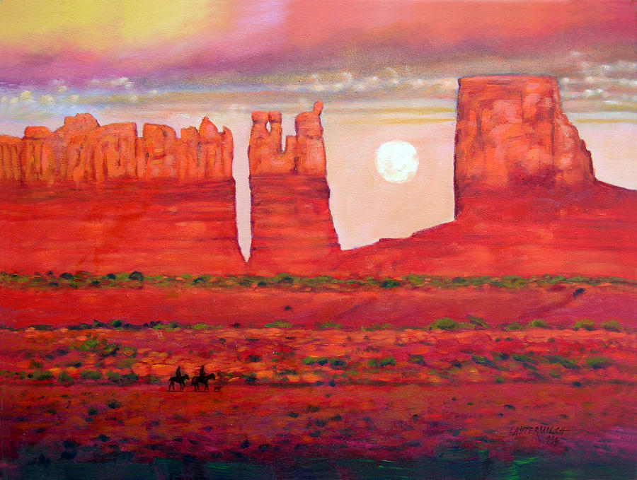 Golden Red Sunset Painting by John Lautermilch