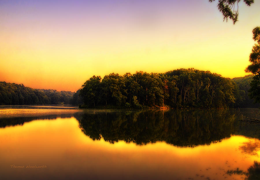 Golden Reflections On A Lake Photograph by Thomas Woolworth
