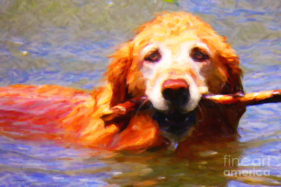 Golden Retriever - Painterly Photograph by Wingsdomain Art and Photography