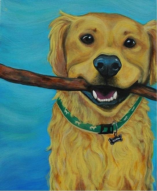 Custom Pet Portrait Painting - Stay Golden by Lauren Elizabeth