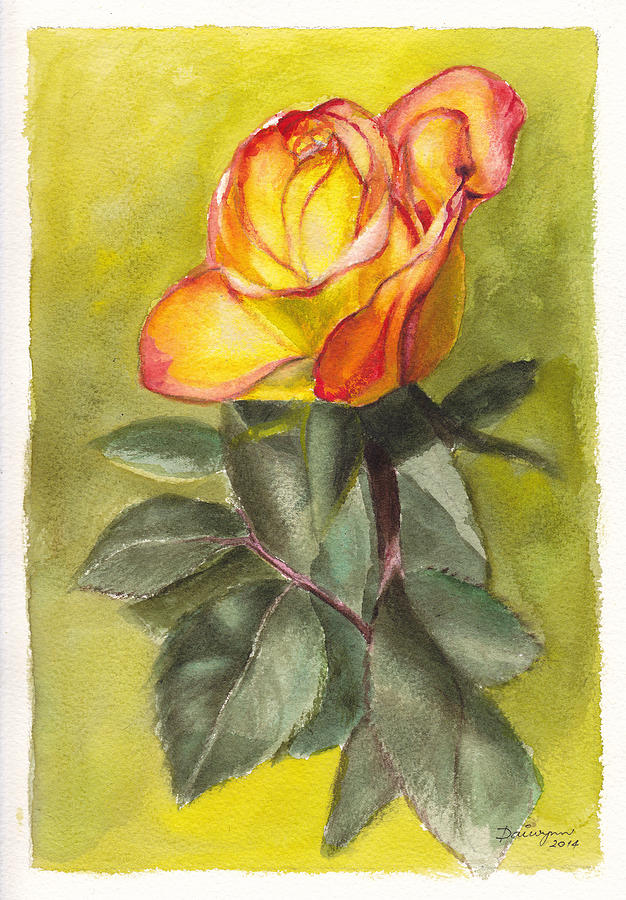 Golden Rose Painting by Dai Wynn