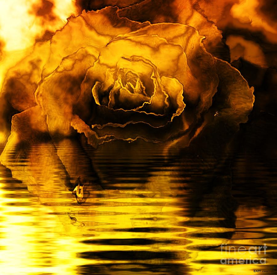 Golden Rose on the Lake Digital Art by Elizabeth McTaggart