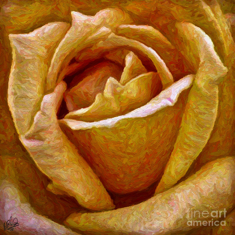 Golden Rose Painting by Walt Foegelle