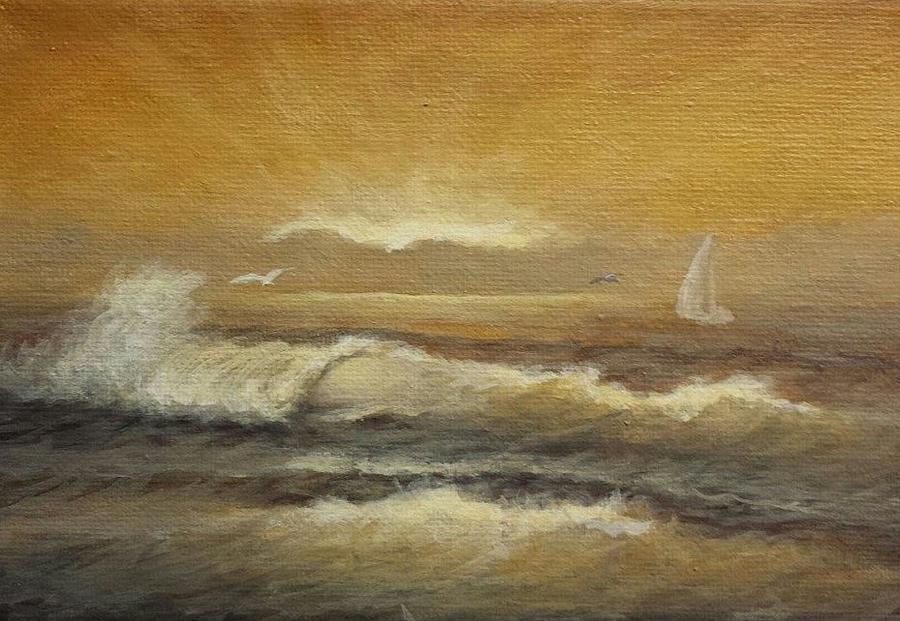 Golden Sail Painting by Natascha De la Court
