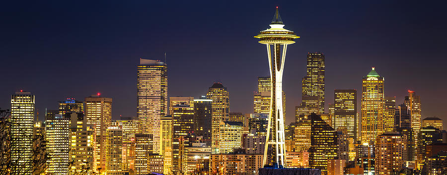 Seattle Photograph - Golden Seattle Night by Dan Mihai