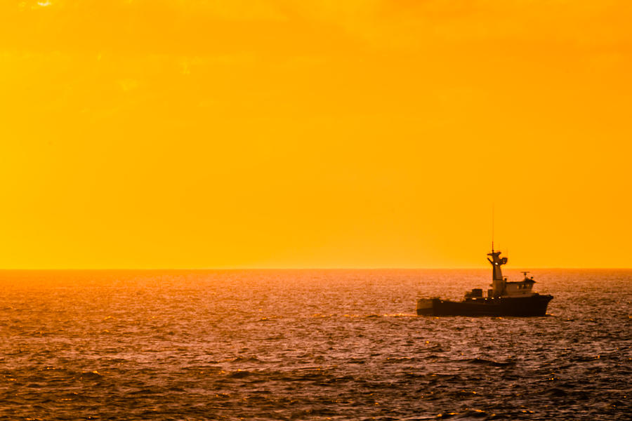Sunset Photograph - Golden Ship by Colby Drake