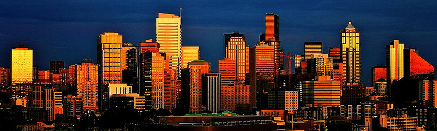 Seattle Photograph - Golden Skyline by Benjamin Yeager