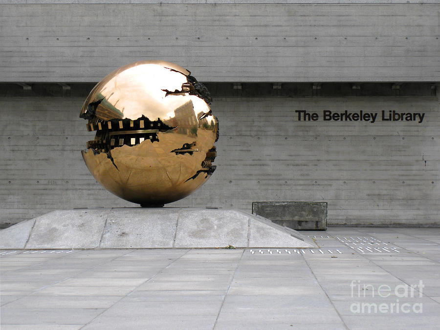 Architecture Photograph - Golden Sphere by the Berkeley Library by Menega Sabidussi