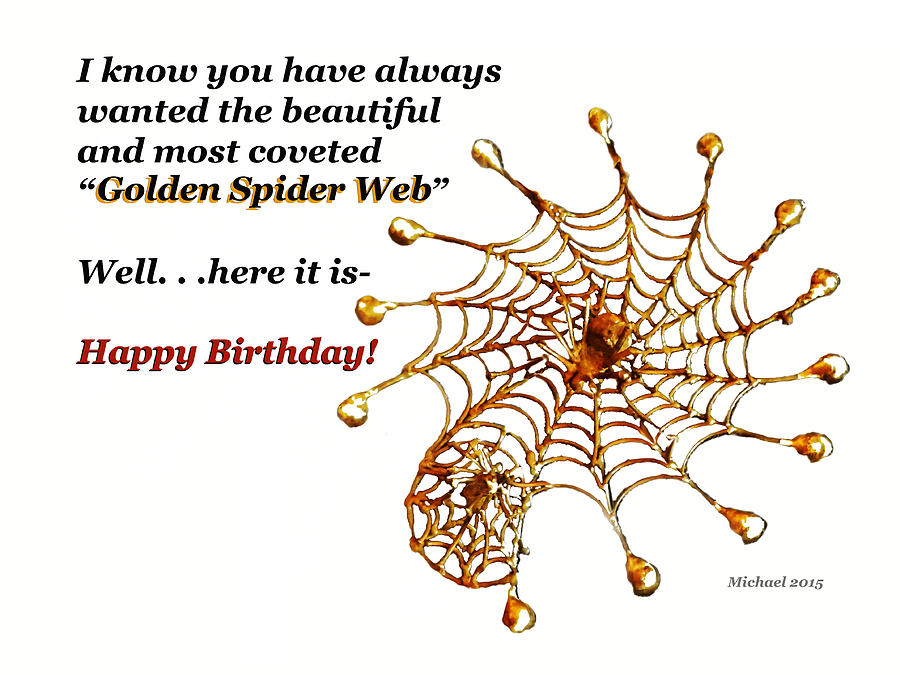 Golden Spider Web Birthday Card Photograph by Michael Shone SR