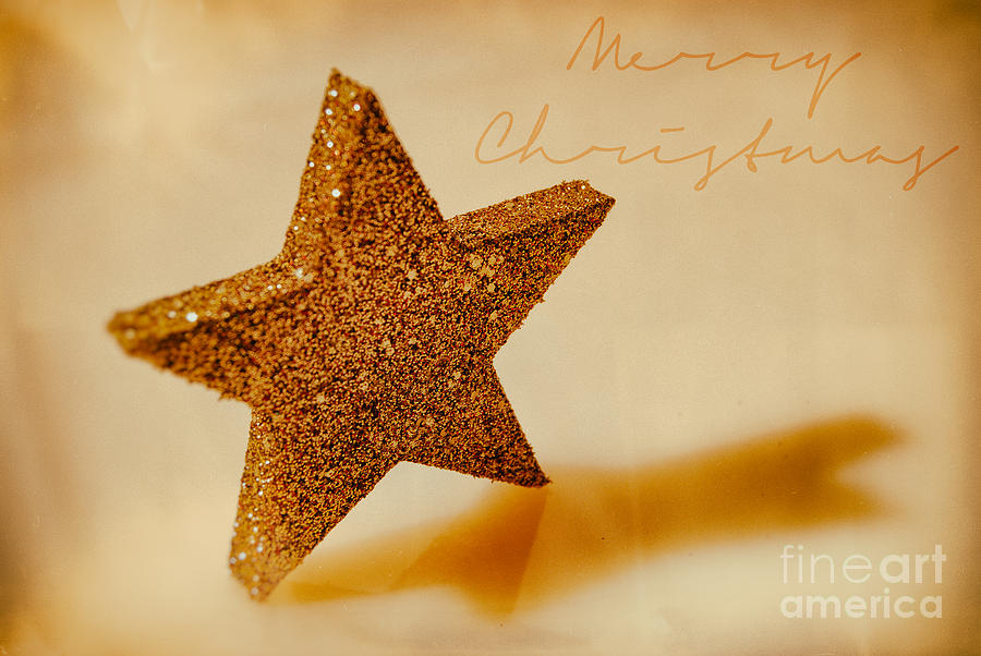 Golden Star Merry Christmas Photograph by Sabine Jacobs