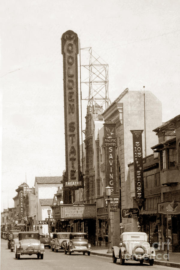 Golden State Theatre Photograph - Golden State Theatre Monterey California circa 1927 by Monterey County Historical Society
