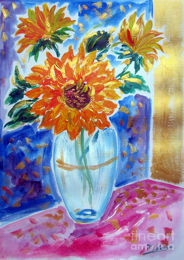 Golden Sunflower Painting by Roberto Gagliardi
