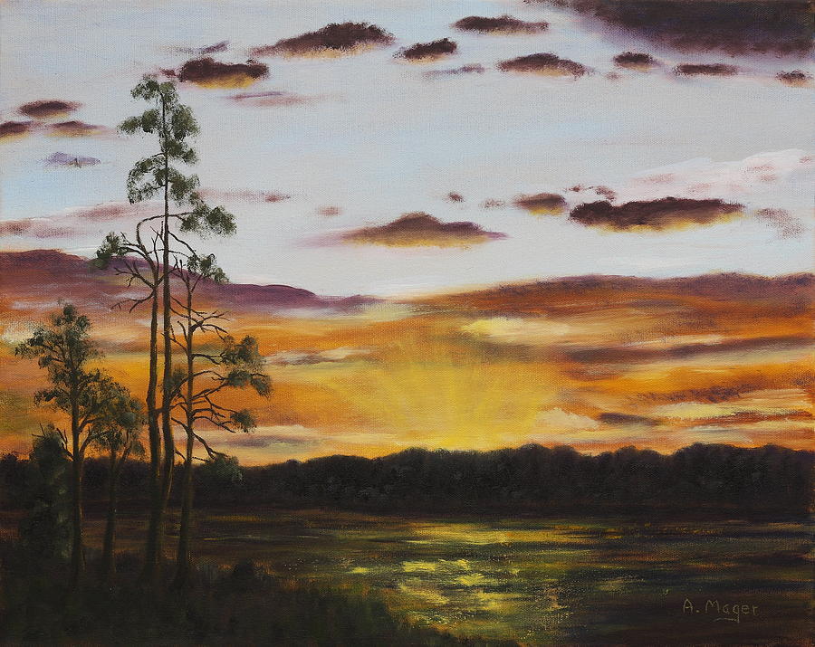 Golden Sunrise Painting by Alan Mager