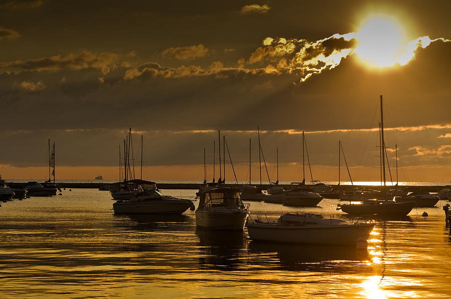 Chicago Photograph - Golden Sunrise Chicago by Steve Gadomski