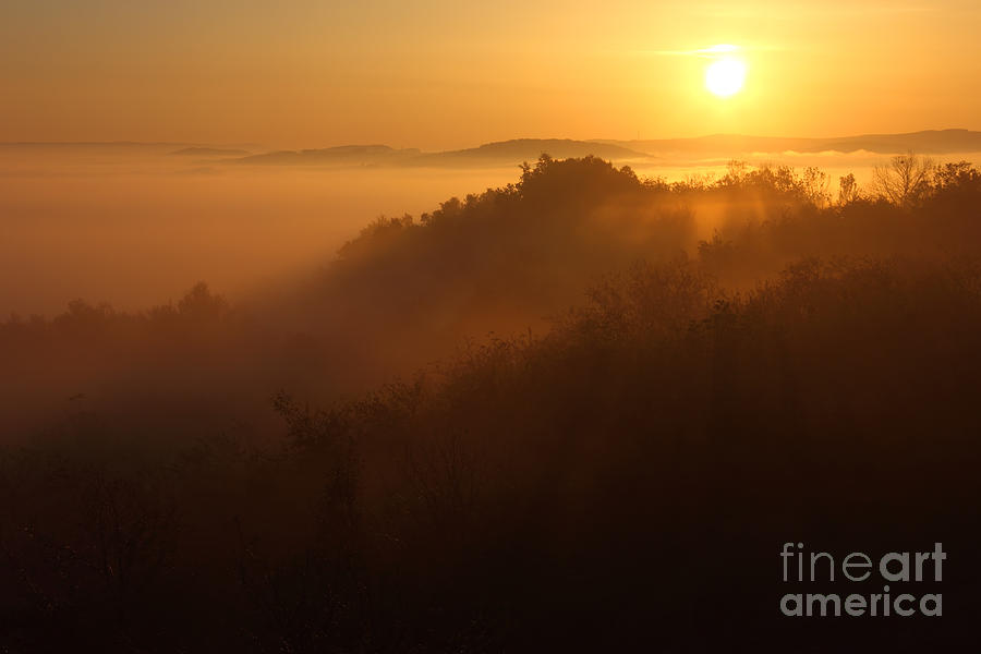 Nature Photograph - Golden Sunrise over the Mountain by Kiril Stanchev