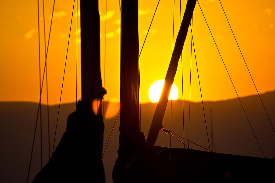 Golden sunset and sailboats  Photograph by Brch Photography