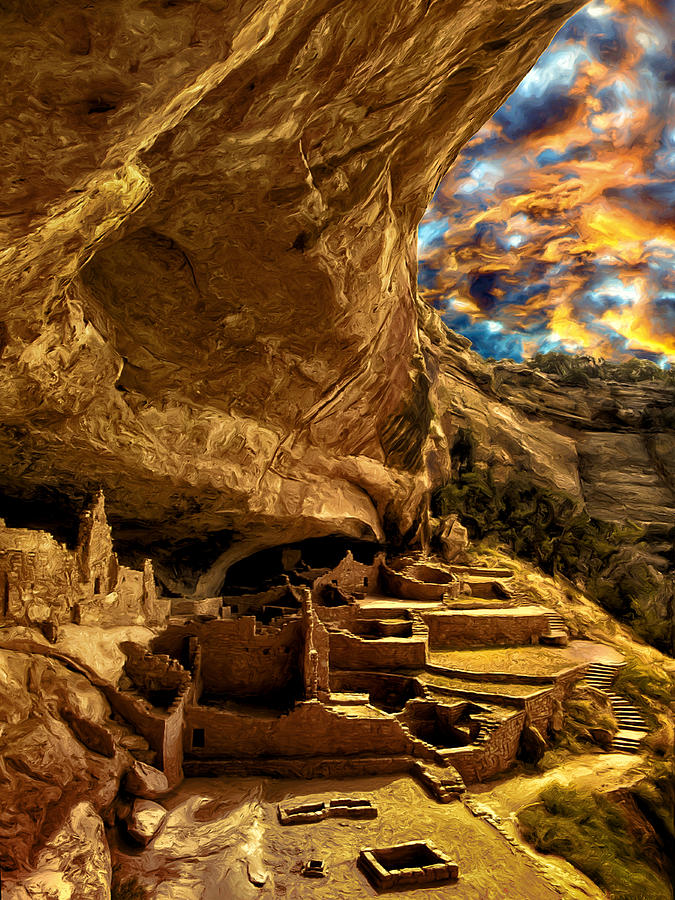 Golden Sunset at Mesa Verde Painting by Dominic Piperata